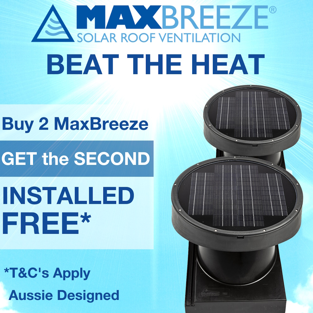 MaxBreeze Solar Roof Ventilator-Second Installed FREE*